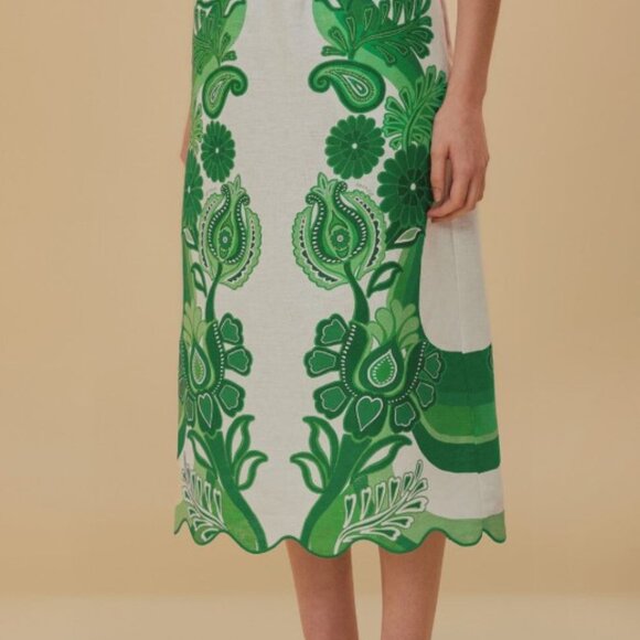 Farm Rio green color festival euroflax™ midi skirt- size large- NWOT - Picture 4 of 5